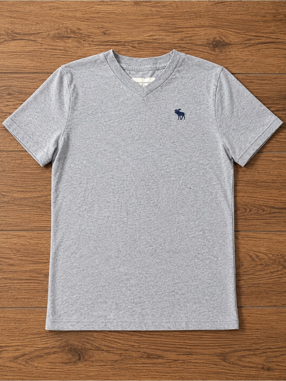 abercrombie kids Gray V-Neck Tee with Navy Moose Logo